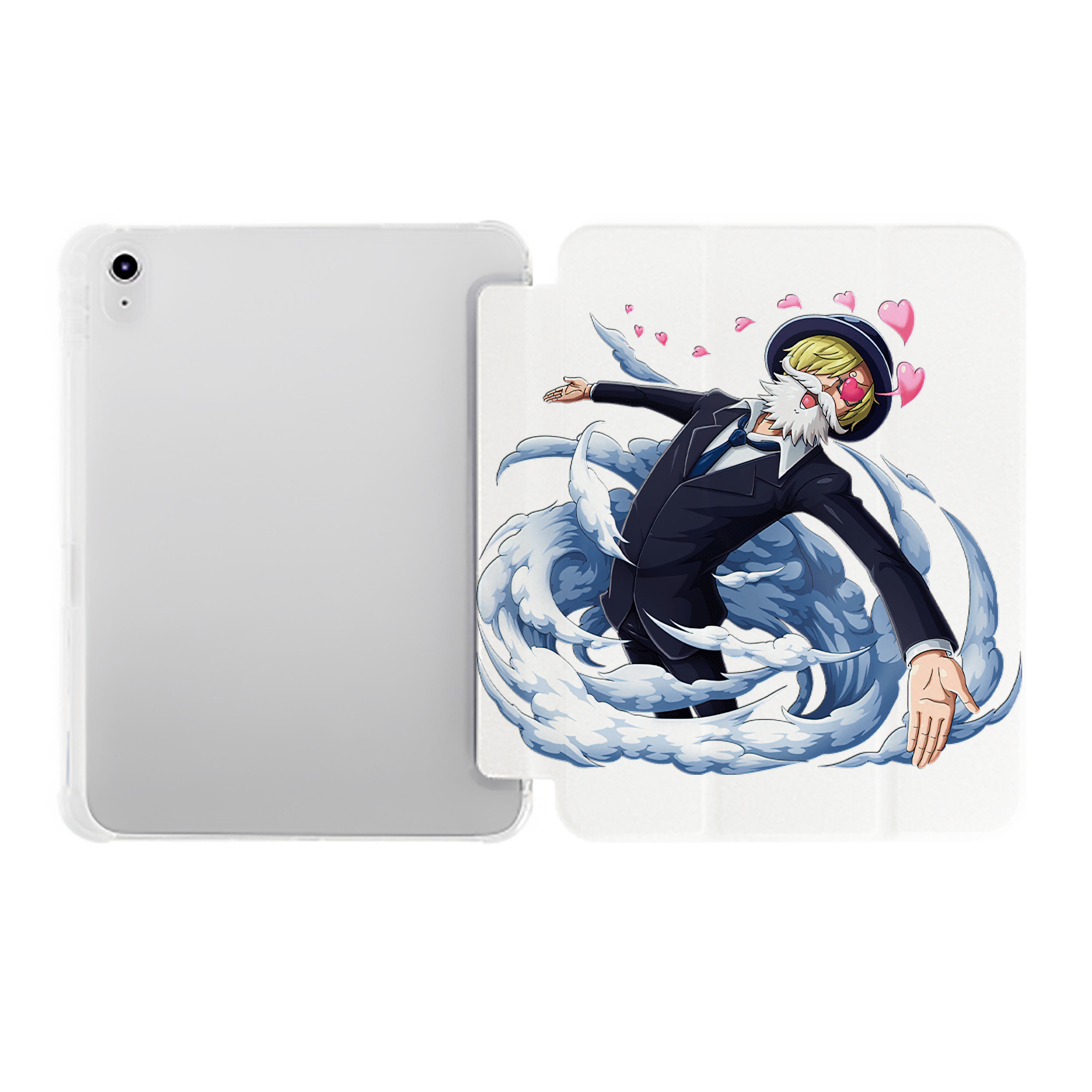 （画像用） ワンピース サンジ ONE PIECE Sanji IPad ケース ペン収納付き 三つ折りスタンド PUレザー×シリコン 対応機種9.5/10.5/10.9インチ